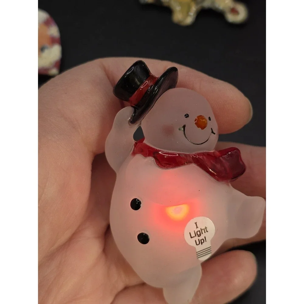 Christmas Light Up Plastic Acrylic Pins Frosty Snowman